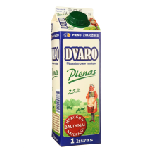 DVARO pienas, 2,5 % rieb., 1 l