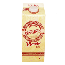 ROKIŠKIO NAMINIS pienas, 2,5 % rieb., 2 l