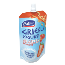 Grieķu jogurts Baltais ar auzām, zemen. 180g