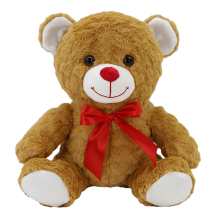 Rudas meškiukas su raud.kasp.,30cm, VD25