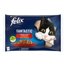 Kačių ėdalo rinkinys FELIX su jautiena, 4x85g