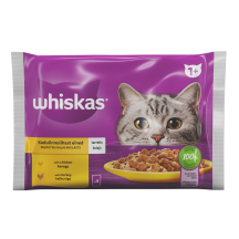 Kačių ėdalas WHISKAS su paukštiena, 4 x 85 g