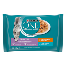 Kačių ėdalas PURINA ONE SENSITIVE, 4 x 85 g