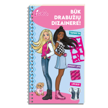 Spalvin. knyga BARBĖ. BŪK DRABUŽIŲ DIZAINERE!