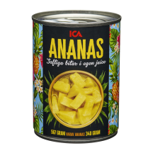 Ananasu gabaliņi ICA sulā 567g/340g
