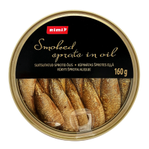 Rūkyti šprotai aliejuje RIMI 160G/112G