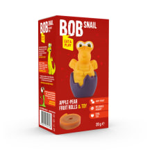 Vaisiniai saldainiai BOB SNAIL, obuolių ir kriaušių skonio, su žaislu, 20 g