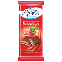 Pieninis šokoladas su braškių skonio įdaru ALPINELLA, 100 g