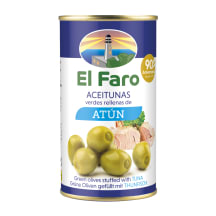 Žaliosios alyvuogės įdarytos tūnu EL FARO, 370 ml /150 g