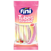 Braškių ir bananų skonio guminukai TUBES FINI, 80 g