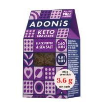 Ekologiški krekeriai su juodaisiais pipirais ir druska ADONIS, 60 g