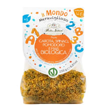 Ekologiški geltonųjų kukurūzų miltų makaronai su pomidorais, morkomis ir špinatais PASTA NATURA be glitimo, 250 g