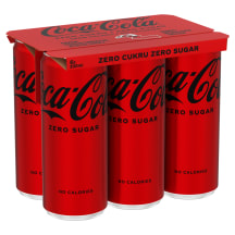 Gazuotas gaivusis gėrimas su saldikliais COCA COLA ZERO, 6 x 0,33 l