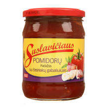 SUSLAVIČIAUS pomidorų padažas su česnakų gabaliukais, 500 g