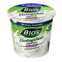 Ekologiškas jogurtas be laktozės BIOS, 3,8 % rieb., 125 g