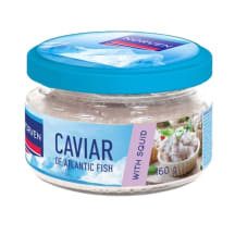 Atlantinių žuvų ikrų užtepėlė su kalmarais baltame padaže NORVEN, 160 g