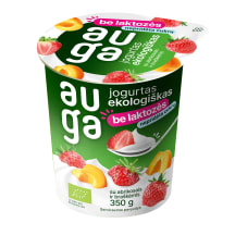 Ekologiškas jogurtas be laktozės su abrikosais ir braškėmis AUGA, 3,5 % rieb., 350 g