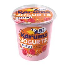 Bifido jogurtas KARUMS su avietėmis ir dribsniais, be laktozės, 350 g