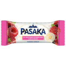 Glaistytas varškės sūrelis su avietėmis ir šokolado gabaliukais PASAKA, 21% rieb., 40 g