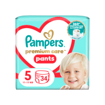 Sauskelnės kelnaitės PAMPERS PREMIUM (5), 12 - 17 kg, 34 vnt.