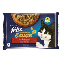 Kačių ėdalas FELIX SENSATIONS JELLIES su mėsa drebučiuose, 4x85 g