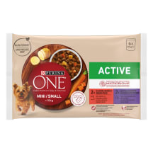 Visavertis ėdalas mažų ir labai mažų šunų veislių suaugusiems šunims PURINA ONE su jautiena, bulvėmis ir morkomis, 4 x 85 g