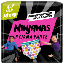 Naktinės sauskelnės PAMPERS NINJAMAS HEART JP, S7, 10 vnt.