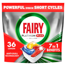 Indų plovimo kapsulės FAIRY PLATINUM PLUS LEMON, 36 vnt.