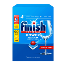 Citrinų kvapo indaplovių indų ploviklio tabletės FINISH POWERBALL POWER ESSENTIAL, 90 vnt ir dovana indaplovių indų ploviklio kapsulės FINISH POWERBALL ULTIMATE ALL IN 1, 2 vnt