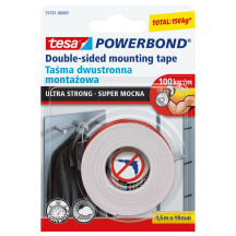 Dvipusė lipni juosta TESA POWERBOND ULTRA STRONG, 1,5 m x 19 mm