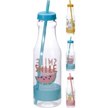 Butelis su šiaudeliu ir dangteliu, 650 ml, spalva ir dizainas gali skirtis, SO26