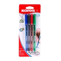 Rašikliai KORES K1-M, trikampiai, mėlyna, juoda, raudona, žalia, 1 mm, 4 vnt.
