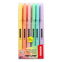 Teksto žymekliai KORES HIGH LINER PLUS, pastelinės spalvos, 0,5 – 5 mm, 6 vnt.