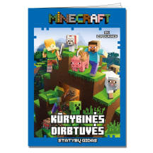 Spalvinimo knyga MINECRAFT KŪRYBINĖS DIRBTUVĖS. UŽDUOTĖLĖS SU LIPDUKAIS, 3-6 m.