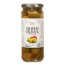 Žalios QUEEN alyvuogės SELECTION BY RIMI su paprikomis, 345 g / 200 g