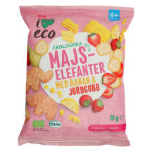 Kukurūzai I LOVE ECO su bananais ir braškėmis, 20 g