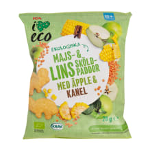 Ekologiškas kukurūzų ir lęšių užkandis su obuoliais ir cinamonu I LOVE ECO, nuo 8 mėn, 20 g