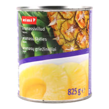 Konservuotų ananasų griežinėliai sirupe RIMI, 825 g / 490 g
