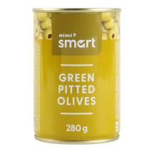 Žaliosios alyvuogės RIMI SMART be kauliukų, 280 g / 110 g