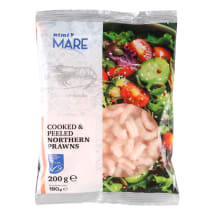 Virtos šiaurinės dryžakojės krevetės be kiautų RIMI, MSC, 250/300, 200g/180 g
