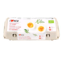 Ekologiški vištų kiaušiniai I LOVE ECO, A klasė, M/L dydis, 10 vnt.