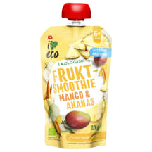 Obuolių tyrė su mangais ir ananasais ICA, 120 g