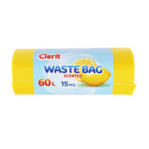 Šiukšlių maišai, aromatizuoti CLERIT, 60 l, 15 vnt.