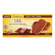 Grūdiniai sausainiai su šokoladu ir kakava RIMI, 300 g