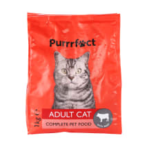 Pilnavertis suaugusių kačių maistas PURRRFECT su jautiena, 1 kg