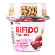 Jogurtas su vyšnių džemu ir granola BIFIDO RIMI, 200 g