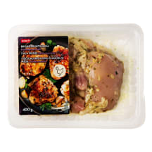 Viščiukų broilerių šlaunelių mėsa Rimi česnakų marinate 400 g