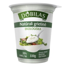 Ekologiška natūrali grietinė DOBILAS, 30 % rieb., 330 g