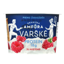 Varškė su avietėmis GRAIKIŠKA AMFORA PROTEIN, 0,8 % rieb., 200 g