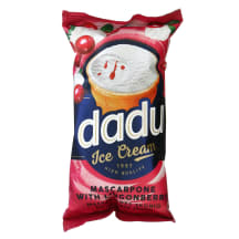 Maskarponės sūrio skonio valgomieji ledai su bruknių įdaru DADU, 120 ml / 73 g